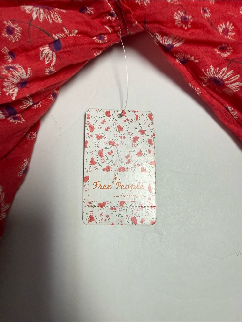 NWT Free People BoHo Red Floral Tassel Peasant Tunic top women’s M - Picture 11 of 16